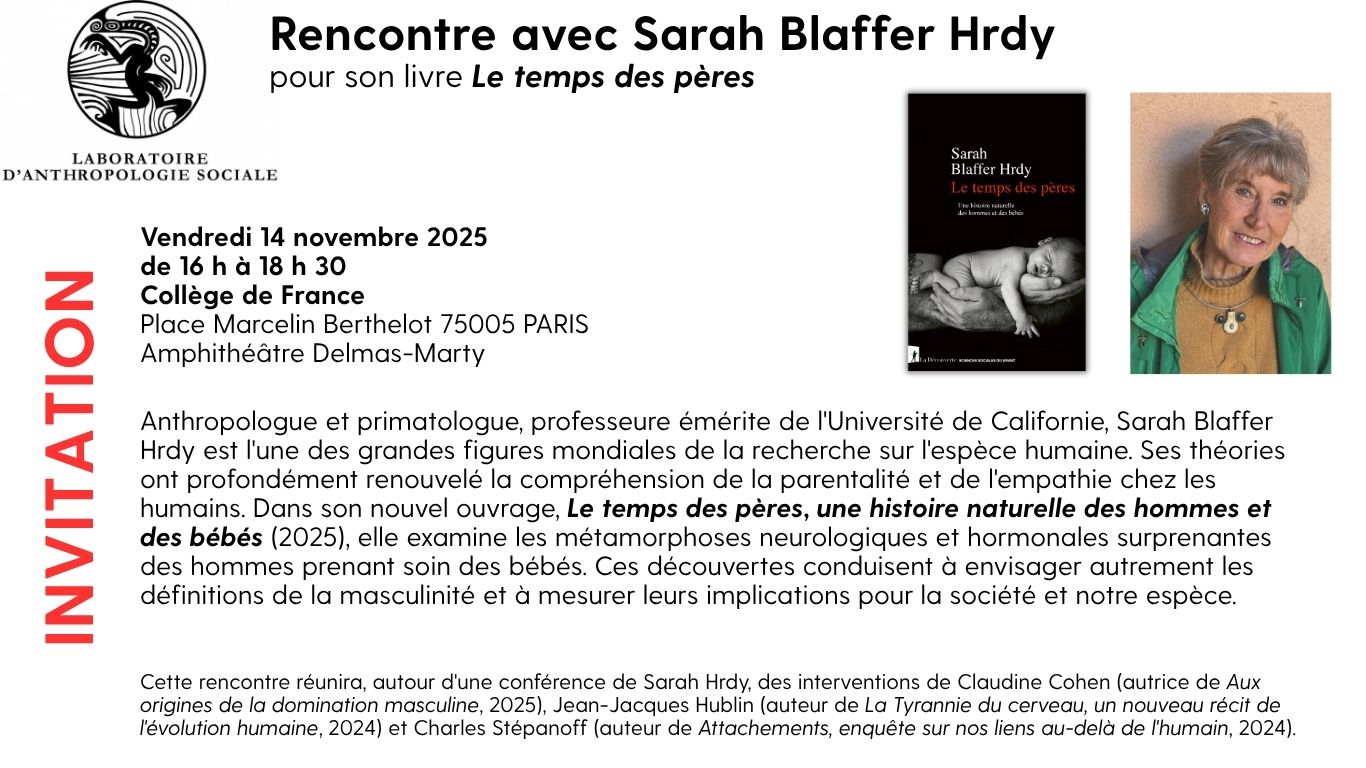 INVITATION Rencontre avec Sarah Blaffer Hrdy au Collège de France